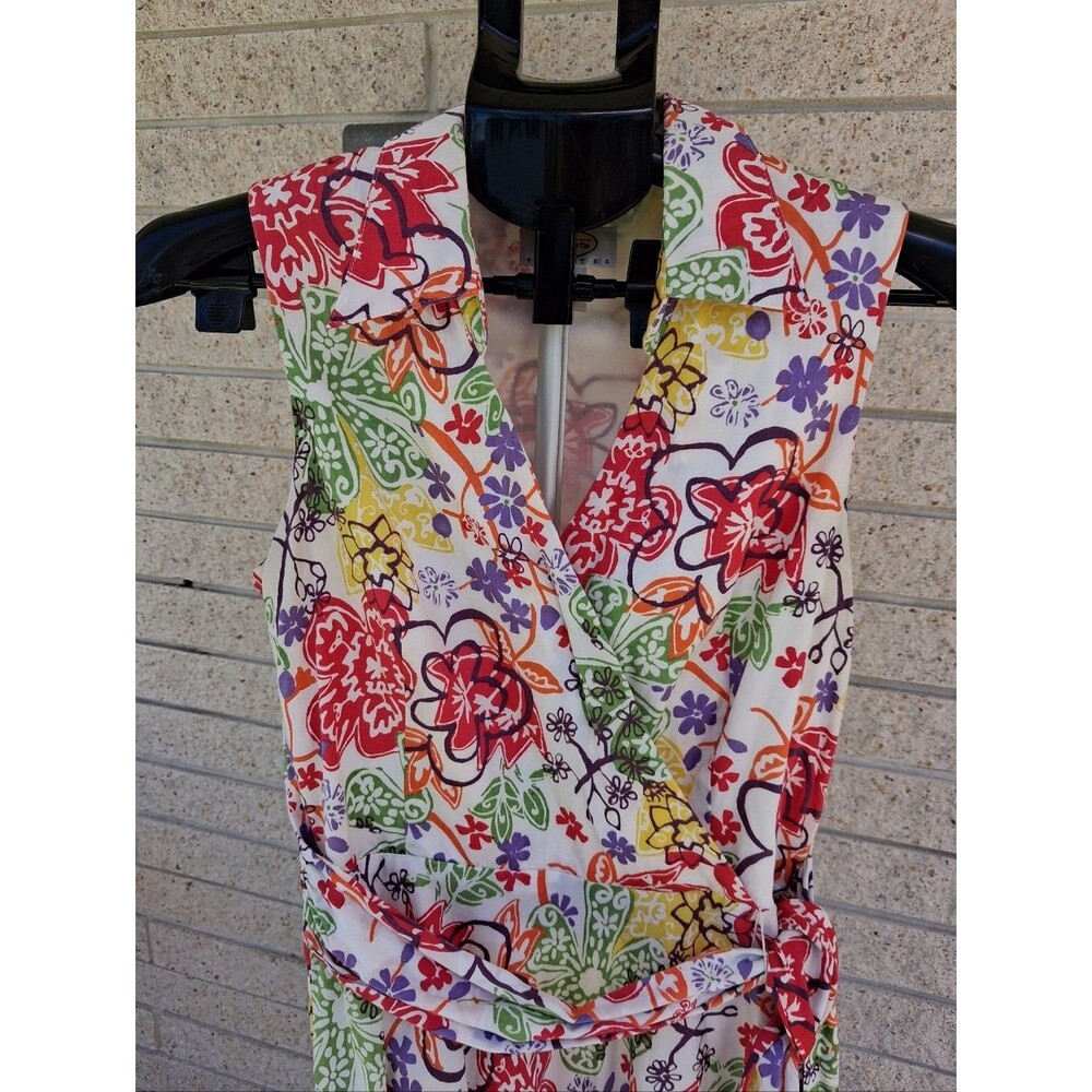 Talbots Dress Floral Collared Sleeveless Belted Summer Size 6 - Picture 2 of 10